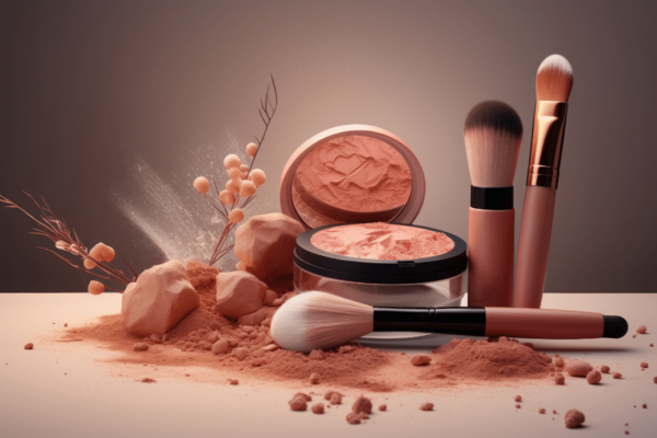 Various cosmetic products such as brushes and powders.